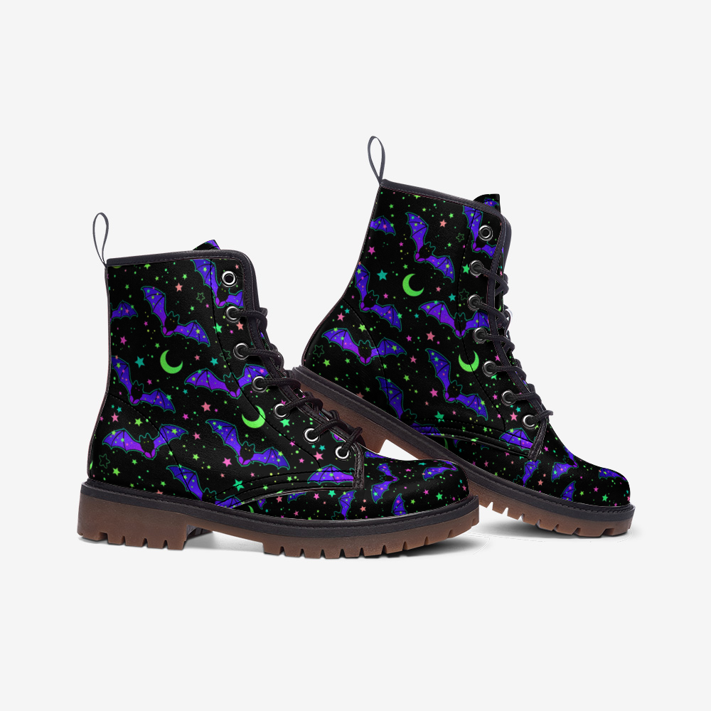 Neon Bats Vegan Leather Boots