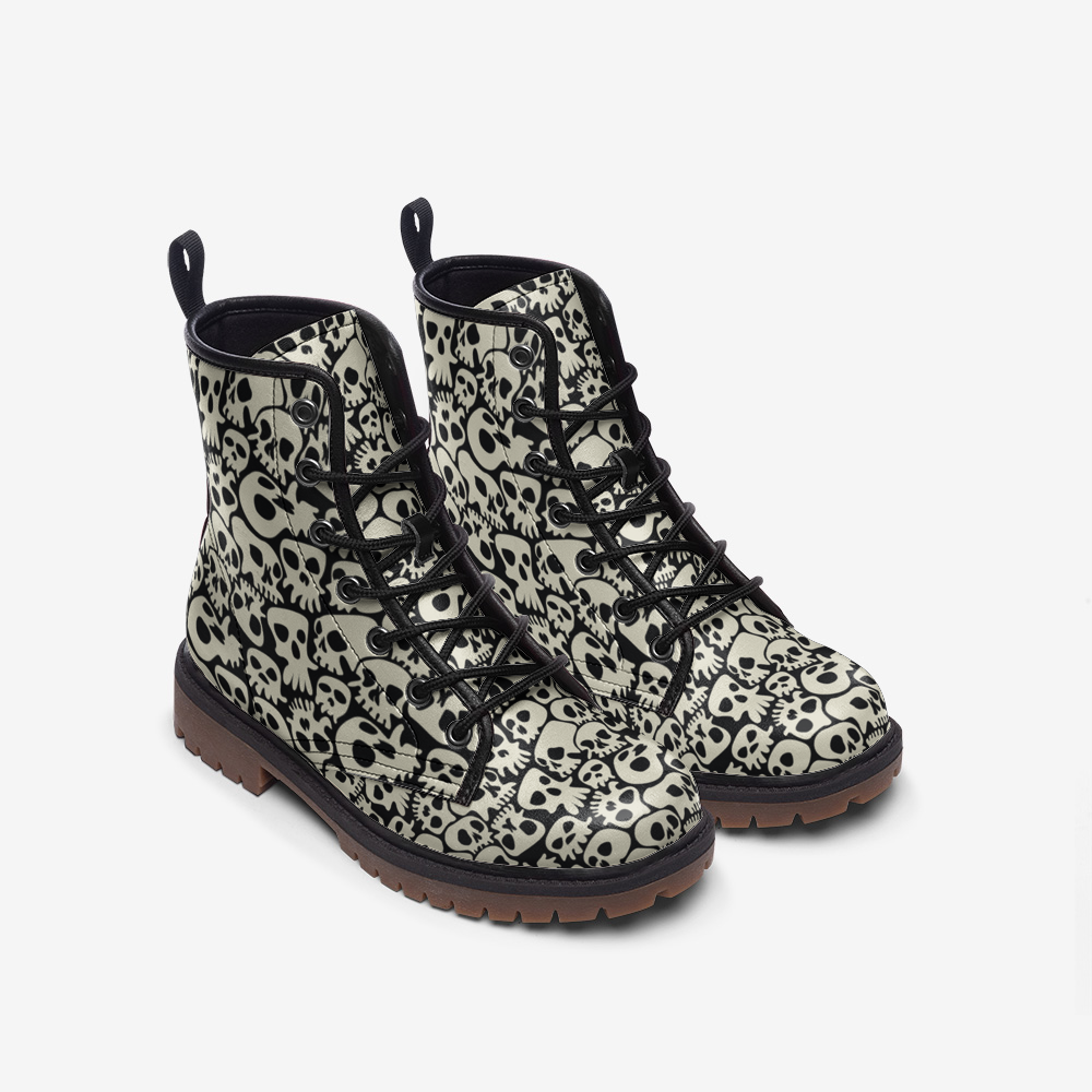 Skulls Vegan Leather Boots