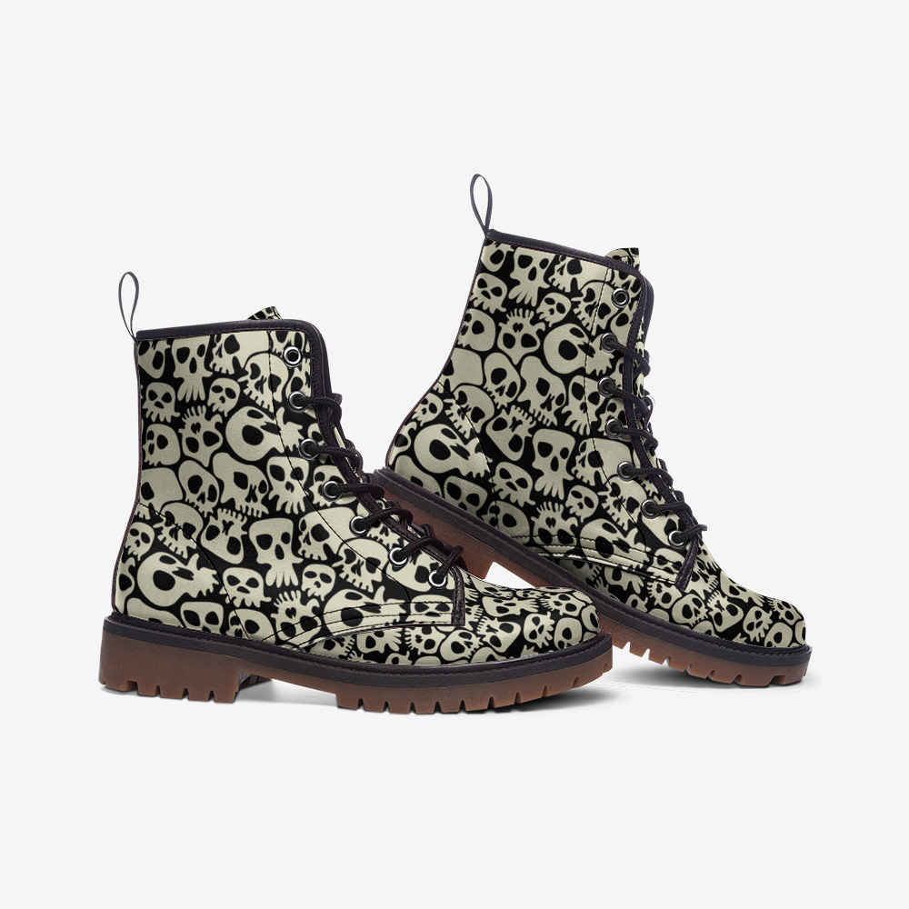 Skulls Vegan Leather Boots